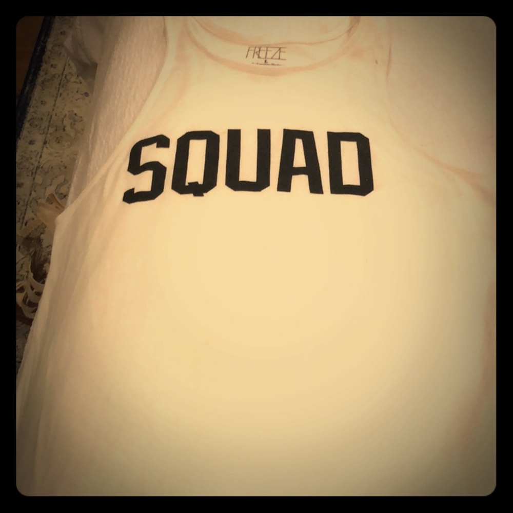 White SQUAD Racer-Back Tank | Size L | NEW+TAGS